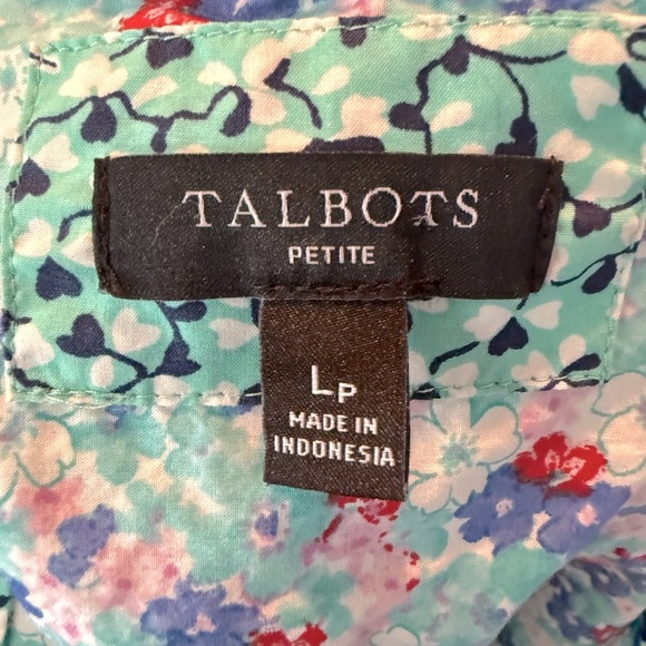 Talbots Colorful Floral Button Down Lovely Ditsy Blouse 100% Cotton Womens Sz Lp - Picture 5 of 5